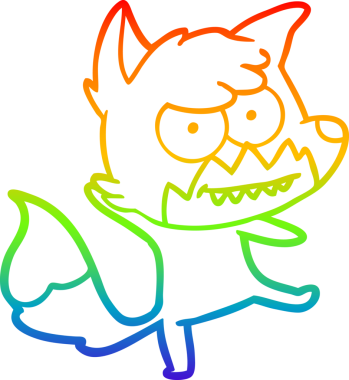 Bir insan tarafından çizilmiş sırıtan tilki çizgi çizimi.