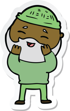 Bir insan tarafından çizilmiş mutlu sakallı bir adamın çıkartması.