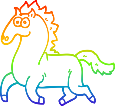 gökkuşağı gradyan çizgi çizimi bir insan tarafından çizilmiş koşu atı