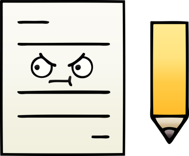 Bir insan tarafından çizilmiş bir test kağıdının gölgelenmiş karikatürü