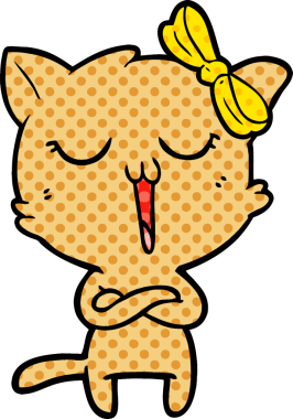 Bir insan tarafından çizilmiş çizgi film kedisi.