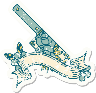 Bir satırın bayrağı ve bir insanın çizdiği çiçeklerle eski bir etiket.