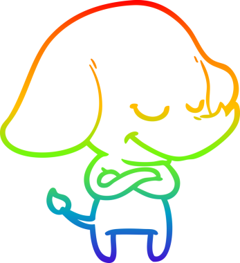 Bir insan tarafından çizilmiş gülümseyen bir filin çizgi çizimi.