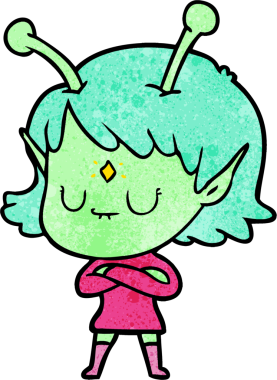 Bir insan tarafından çizilmiş uzaylı kız.