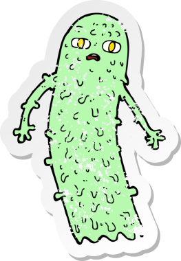 Bir insan tarafından çizilmiş ürkütücü bir karikatürün gerilimli yapıştırması.