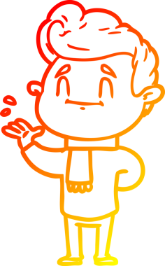 Bir insan tarafından çizilmiş mutlu bir çizgi film karakteri çizimi.