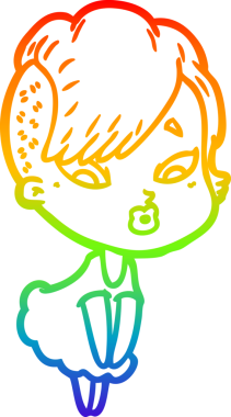 gökkuşağı gradyanı çizimi bir çizgi film kızı şaşırttı bir insan tarafından çizildi