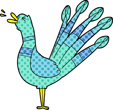 Karga öten tavus kuşu insan tarafından çizilmiş.