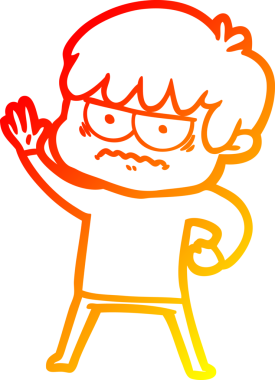 Bir insan tarafından çizilmiş kızgın çizgi film çocuğunun sıcak çizgi çizimi.