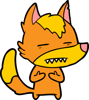 Bir insan tarafından çizilmiş tilki çizgi film karakteri