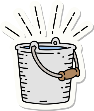 Bir insan tarafından çizilmiş dövme stili bir kova su.