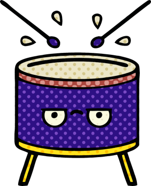 bir insan tarafından çizilmiş bir davul karikatürü.