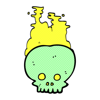 Bir insan tarafından çizilmiş karikatür buharlı kafatası.