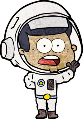 Karikatür bir insan tarafından çizilen astronotu şaşırttı.