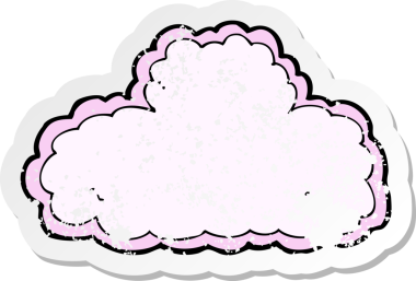 Bir insan tarafından çizilmiş karikatür bulut sembolünün gerilimli yapıştırması.