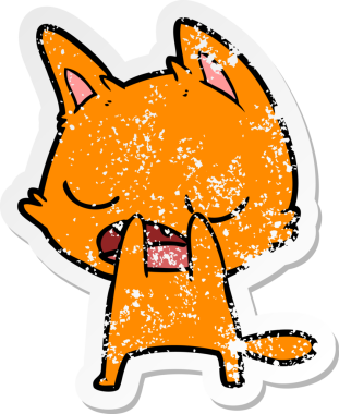 Bir insan tarafından çizilmiş konuşan kedi karikatürünün sıkıntılı çıkartması.