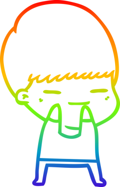 Gökkuşağı gradyan çizgi çizimi bir insan tarafından çizilmiş kendini beğenmiş bir çocuk.