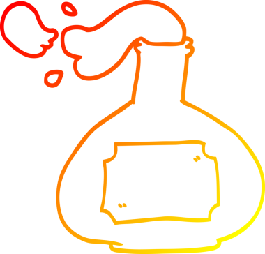 Bir insan tarafından çizilmiş karikatür iksir şişesinin sıcak çizgi çizimi