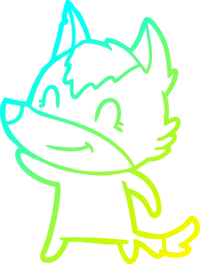 Bir insan tarafından çizilmiş dost canlısı bir kurt çizgi çizimi.