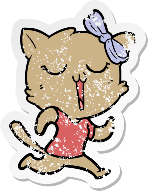 Bir insan tarafından çizilmiş karikatür bir kedinin sıkıntılı çıkartması.