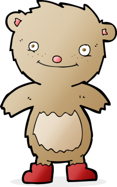 Bir insan tarafından çizilmiş çizmeli oyuncak ayı.