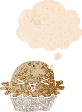 Düşünce baloncuğu ve grunge ile sevimli çizgi film turtası bir insan tarafından çizilmiş sıkıntılı retro desen tarzı