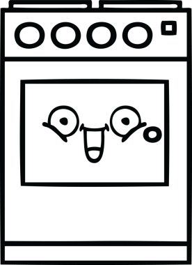 Bir insan tarafından çizilmiş bir mutfak fırınının çizgi çizimi