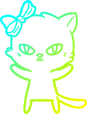 Bir insan tarafından çizilmiş bir çizgi film kedisinin soğuk gradyan çizgisi.