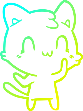 Bir insan tarafından çizilen mutlu çizgi bir kedinin soğuk gradyan çizimi