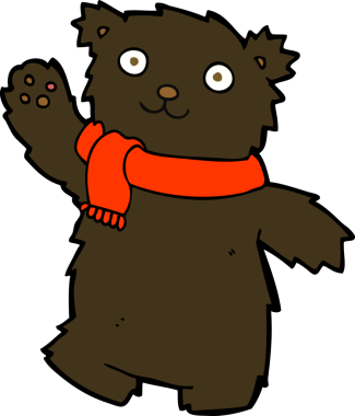 Bir insan tarafından çizilmiş oyuncak ayı eşarbı.