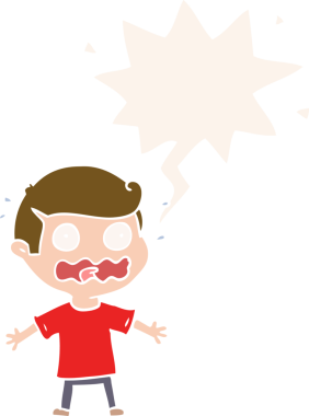 Çizgi filmci adam, bir insan tarafından çizilmiş retro tarzı konuşma baloncuğuyla tamamen strese girdi.