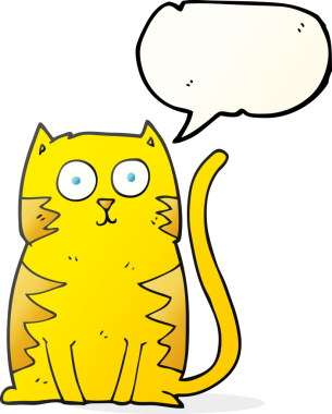 Bir insan tarafından çizilmiş serbest konuşma balonu çizgi film kedisi