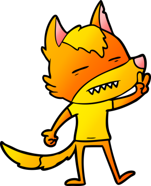 Bir insan tarafından çizilmiş tilki çizgi film karakteri