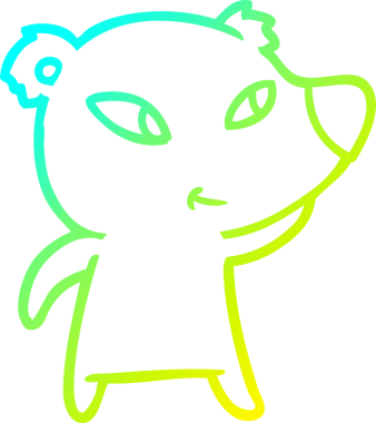 Bir insan tarafından çizilmiş şirin bir çizgi film ayısının soğuk gradyan çizgisi.