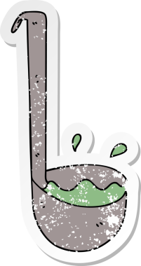 Bir insan tarafından çizilmiş garip bir el kepçesinin sıkıntılı çıkartması.