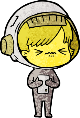 Bir insan tarafından çizilmiş astronot kadın.