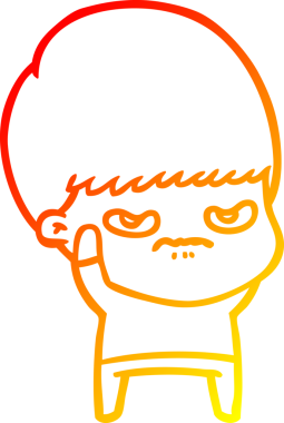 Bir insan tarafından çizilmiş kızgın çizgi film çocuğunun sıcak çizgi çizimi.