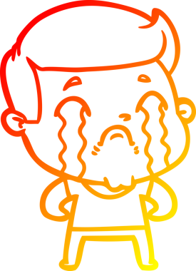 Bir insan tarafından çizilmiş ağlayan bir çizgi film karakteri çizimi.