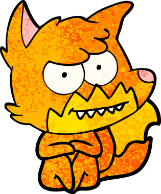 Bir insan tarafından çizilmiş sırıtan tilki çizgi filmi.