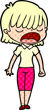 Çizgi filmdeki kadın bir insan tarafından yüksek sesle çizilmiş.