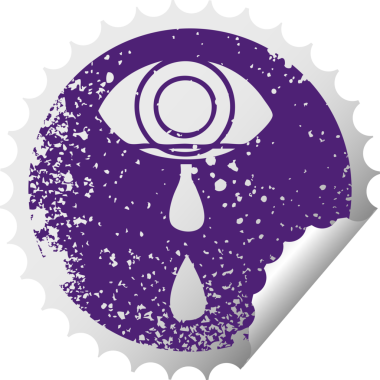 Bir insan tarafından çizilmiş ağlayan bir gözün sıkıntılı dairesel soyulan çıkartması.