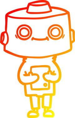 Bir insan tarafından çizilen çizgi film robotunun sıcak çizgi çizimi