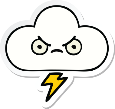 Bir insan tarafından çizilmiş şirin bir gökgürültüsü bulutunun çıkartması.