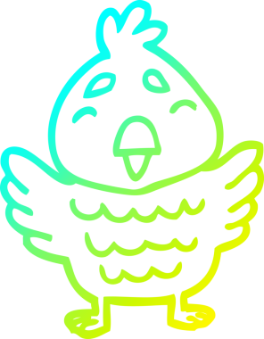 Bir insan tarafından çizilmiş mavi bir karikatür çizimi.