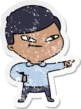 Bir insan tarafından çizilmiş karikatür işaretli adamın sıkıntılı çıkartması.