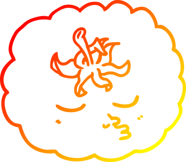 Bir insan tarafından çizilmiş bir domatesin sıcak gradyan çizimi