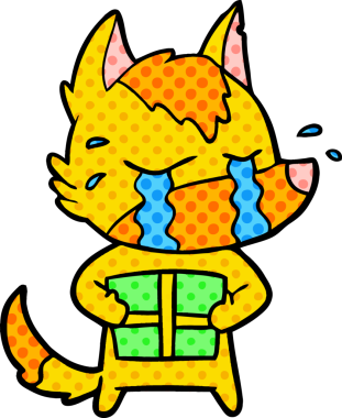 Bir insan tarafından çizilmiş tilki çizgi film karakteri.