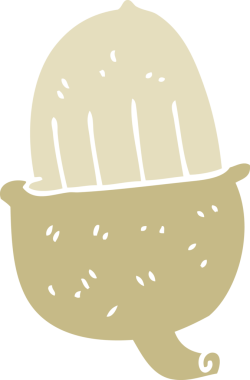 Bir insan tarafından çizilmiş palamutun düz renk çizimi