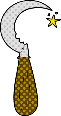 bir insan tarafından çizilmiş eski bir orak çizgi filmi.