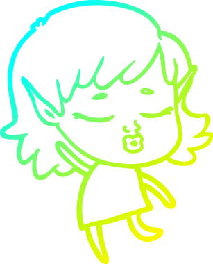 Soğuk gradyan çizgisi, bir insan tarafından çizilmiş güzel bir elf kızının çizimi.